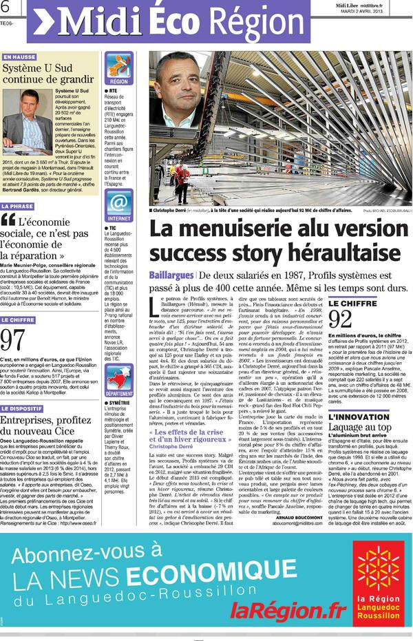 Article Midi Libre 02 avril 2013