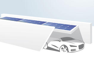 Carport photovoltaïque Wallis&Park entre murs