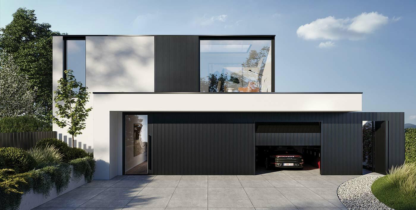Bardage extérieur en aluminium sur façade de maison 